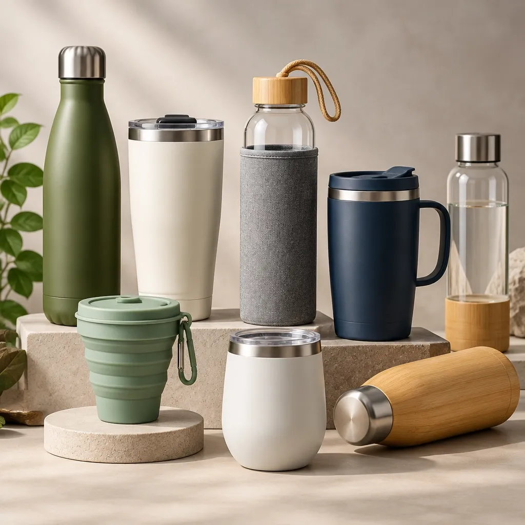 Branded drinkware and reusable bottles for corporate merchandise