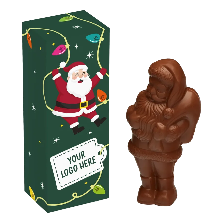 Milk chocolate Santa in a branded flip-top box product photograph
