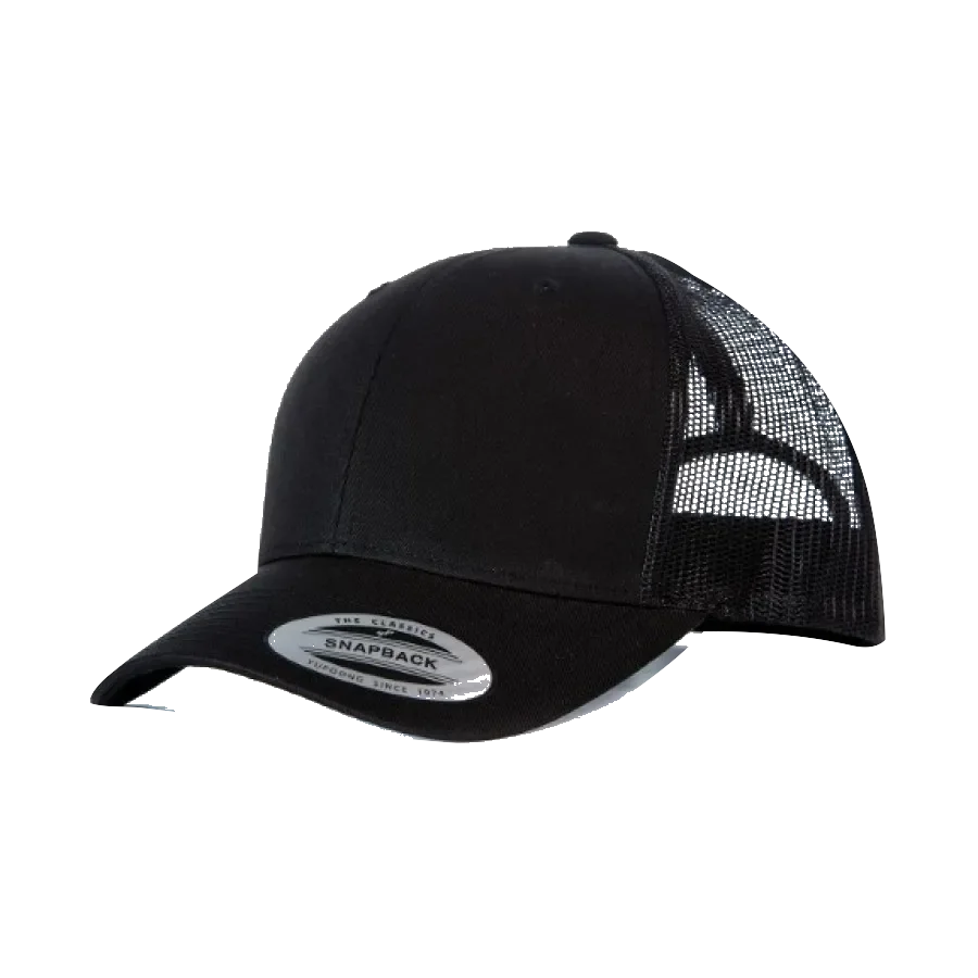 Flexfit by Yupoong YP023 black retro trucker cap product photograph